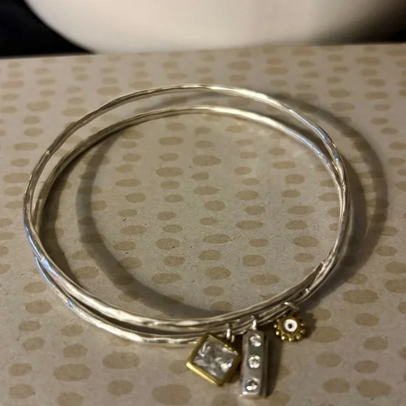 Silpada Sterling Silver Double Bangle Charm Bracelet – B3079 - Picture 3 of 5